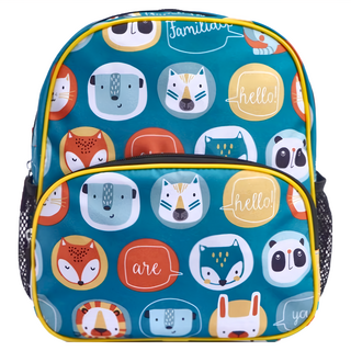 Familidoo 法米多 米多動物家族兒童背包 SG106, Polyester 300D印花布, 大容量透氣設計, 27 x 25 x 12.5cm, 小熊藍