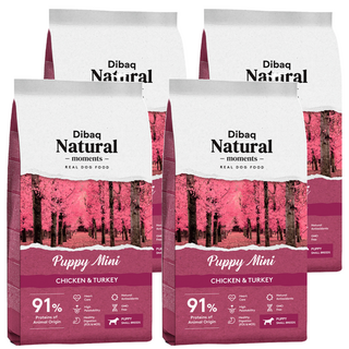 Dibaq Natural moments 小型幼犬 狗糧, 4袋, 雞肉&火雞肉, 300g