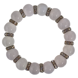 冰種白玉髓手珠, 白色, 95g, 1個