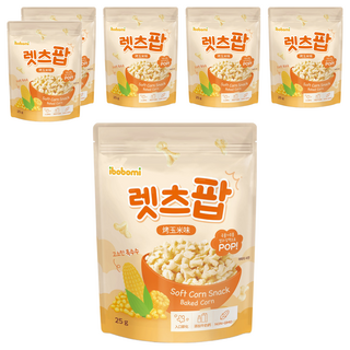 ibobomi 玉米花 寶寶零食 非油炸 入口即化, 烤玉米味, 25g, 6包