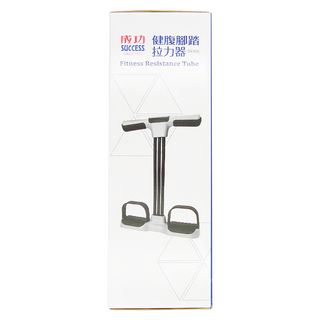 成功 SUCCESS 健腹腳踏拉力器 S4765 高彈力橡膠管 包膠握把及踏板 腹部強化訓練, 管長27cm 直徑12mm 配置3條, 黑色 + 白色, 1個