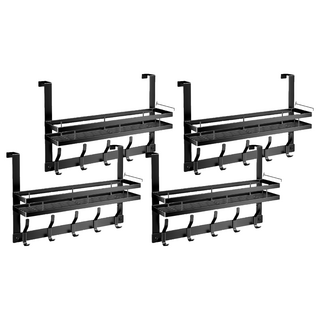 小麥購物 雙層門後掛勾 5鉤 C582 44cm 797g, 黑色, 4個