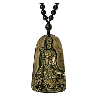 財神小舖 God of wealth Shop 普渡眾生媽祖 天然金曜石項鍊, 典雅 金色, 1條