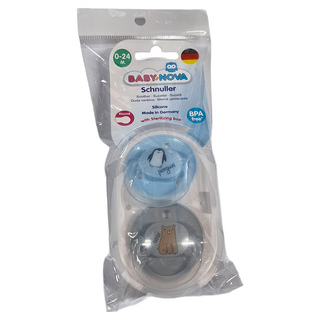 BABYNOVA 矽膠安撫奶嘴套裝，德國製造，適用年齡0-24個月, 0~24個月, 灰小熊, 1組