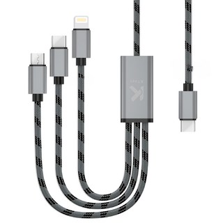 KTnet 廣鐸充電線 G40 Type-C 1對3 3A/15W快充, 1.2m, 鋁合金編織, 1條