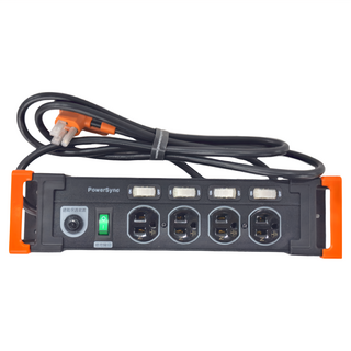 PowerSync 包爾星克 5開4插鋁合金防雷擊抗搖擺延長用電源線組 TL4X0018, 1.8m, 黑色, 1個