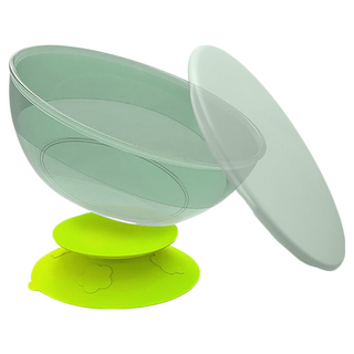 kidsme 雙面吸盤連碗 (有蓋) 套裝 防滑設計 寶寶碗 簡單輕巧 易於攜帶易於清潔, 柚子綠, 1組