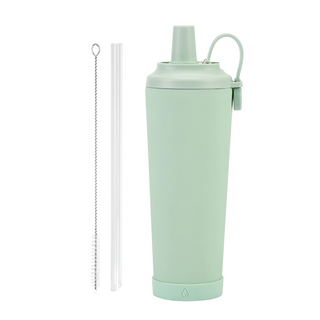 磁吸提手 陶瓷內膽保溫珍奶隨行杯, 830ml, 304不鏽鋼, 矽膠底座, Triton吸管, 薄荷綠色, 1個