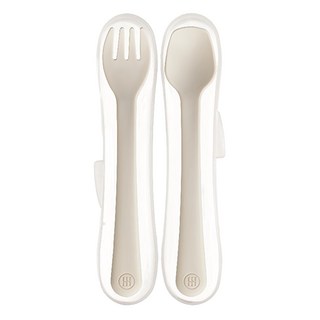 Simba 小獅王辛巴 美味學習叉匙組, 湯匙 + 叉子, 杏茶, 1組