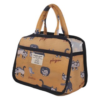 kUSUgURU JAPAN 日本眼鏡貓 快乾網眼材質SPA溫泉水療包 健身房 游泳池 袋中袋設計, Matilda-san款 芥末黃