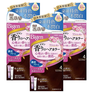 Bigen 美源 花果香快速染髮霜 濃厚乳霜質地 緊密附著 持久色彩配方 清新花果香, 4亮棕色, 3盒