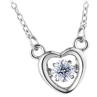 Crossfor 純銀懸浮閃動項鍊, Coco優雅之夜 銀色, 鍊長40 + 5cm延長鍊