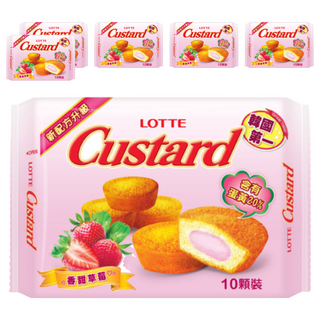 LOTTE 樂天 Custard 蛋黃派 草莓 10包, 220g, 6盒