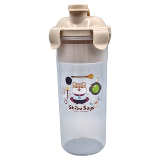 SL 三榮塑膠 密扣式水壺 600ml 耐熱-20°C~100°C, 奶茶色 + 透明色, 1個