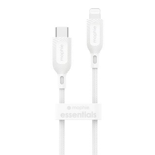 mophie essentials 編織快速充電傳輸線 USB-C to Lightning, 適用於所有支援Lightning充電設備, 200cm, 白色, 1條