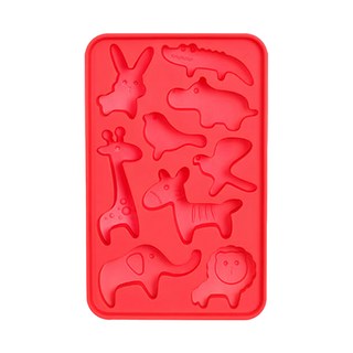 sillymann 100%鉑金矽膠可愛動物分裝盒 (Safari), 紅色, 1個