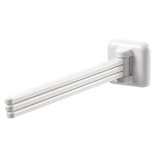 FaSoLa 免釘安裝分層收納 可旋轉毛巾置物架 - 白色 ABS材質, 25.2 x 6 x 5.9cm, 2個