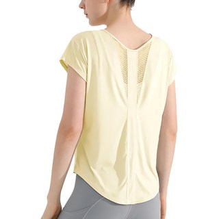 bebehome 微孔透氣涼感科技運動罩衫 奶油黃 86%尼龍 6%滌綸 8%氨綸, M