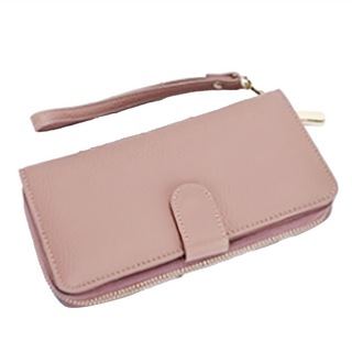 裡外全長夾女夾, 頭層牛皮 12卡位, 香芋紫, 19 x 9.5 x 3cm