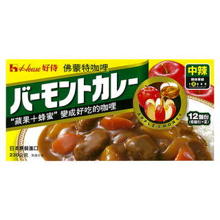 House 好侍 佛蒙特咖哩 (中辣) 230g, 蘋果蜂蜜, 12 份, 1盒
