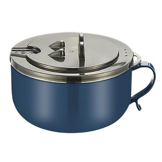 北歐風瀝水304不鏽鋼泡麵碗-1000ML, 墨綠色/深藍色/黑色 顏色隨機, 1個