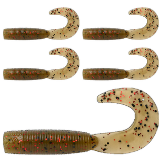 DAIWA 軟蟲 BaitJunkie 4" GRUB RED BAIT GLOW 魚餌 5入, 1包