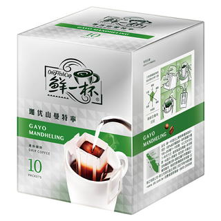 鮮一杯 珈优山曼特寧濾掛咖啡, 草本黑巧克力果乾風味, 中深焙口感厚重微苦, 10g, 10包, 1盒
