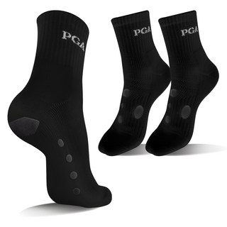 PGA TOUR 男士防滑墊中筒壓力高爾夫球襪 PGAM-01, 黑色, 3個