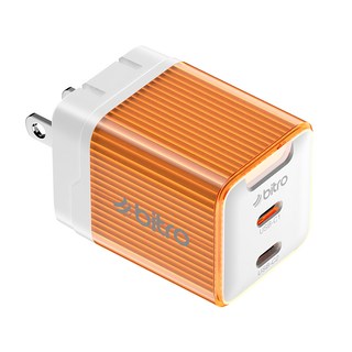 bitro GaN 45W 氮化鎵PD雙孔快速電源供應器 BG45CC, 陽光橘, 1個