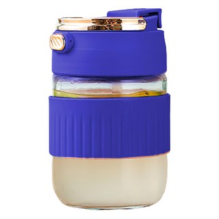 優思居 雙層隔熱玻璃咖啡杯, 500ml, PP高硼硅玻璃矽膠材質, 顏色隨機, 1個