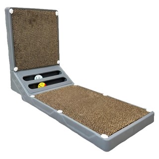 Nice U 毛樂趣 雙球貓抓板, 灰色, 60.5x27x40公分, 瓦楞紙, PP聚丙烯, 60.5 x 27 x 40cm, 1個