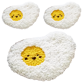 漫森工坊 刺繡貼 造型地墊 可愛居家裝飾, 荷包蛋, 3個