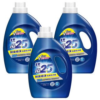 毛寶 PM2.5 制臭極淨 抗菌洗衣精 200種植物萃取去汙 添加PT酵素, 2.2kg, 3桶