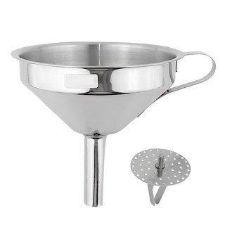 304不鏽鋼漏斗 13公分口徑 可拆卸濾網 廚房分裝過濾工具, 1個