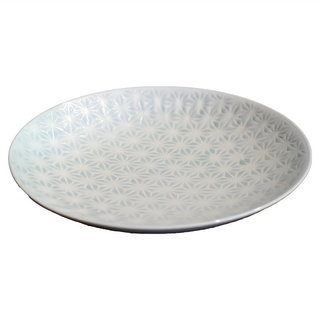 佐和陶瓷 日本製 陶瓷 21.5cm寬, 水釉麻葉 白色 + 藍色, 1個