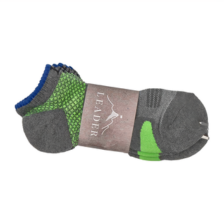 Wild Peak 野峰 壓力運動機能踝襪 3雙入 - 70%棉 台灣製, 灰色 + 綠色 + 藍色, 1組