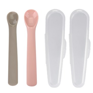 Dailylike BonBon 寶寶副食品湯匙組, 可可色+粉色, 1組