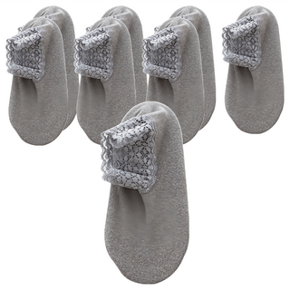 隱形蕾絲襪 Set 8雙, 棉底吸汗 透氣不臭腳, 腳底防滑 蕾絲襪口 德絨發熱面料, 灰色, 18cm