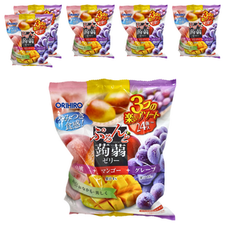 ORIHIRO 蒟蒻綜合果凍, 白桃蘋果葡萄口味, 480g, 6袋