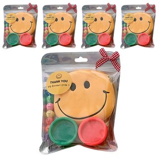 笑臉零錢包黏土禮物袋 幼兒園生日回禮 附貼紙 5包, 1組