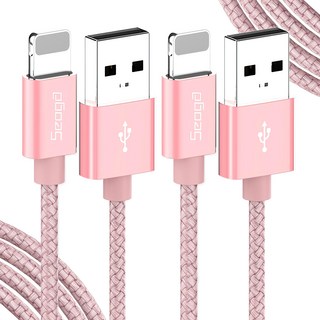 Seoga 金屬 iPhone 快速充電線, 2個, 粉紅色, 1.5m