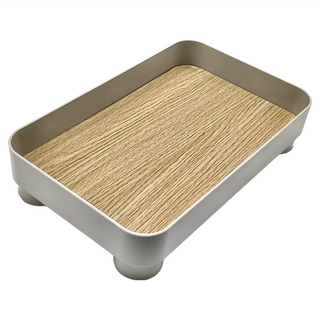 沐慕家居 多用途收納托盤, 塑料材質 尺寸22x30cm, 灰色, 1個