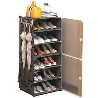 品屋 1列6層側開鞋櫃架, 磨砂黑, 1個