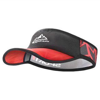 GOLOV.EJOy 運動空頂帽 男女通用 輕量化設計 彈力網帶, 帽高6.5cm 帽檐8cm 帽圍55~61cm, 黑紅色, 1件