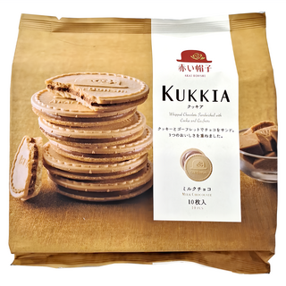 AKAI BOHSHI 紅帽子 KUKKIA 法蘭酥 可可, 牛奶巧克力風味 薄脆質地 日本製造 10枚入, 78g, 1袋
