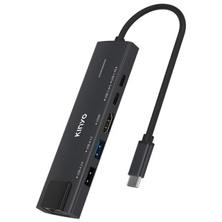 KINYO 六合一多功能擴充座 KCR-416 線長15cm 121.31 x 31.51 x 15.27mm 52g, 1個