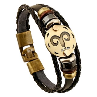 LIKEHOUSE 12星座真皮不鏽鋼手環