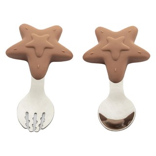 Citron 小檸檬 幼兒餐具2件組 6個月以上適用, 湯匙+叉子, 浪漫粉, 1組