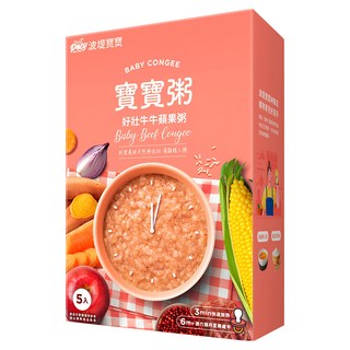 波堤寶寶 寶寶粥 Set 5包入, 好壯牛肉蘋果粥, 富含優質蛋白質, 成分單純無添加, 750g, 1盒