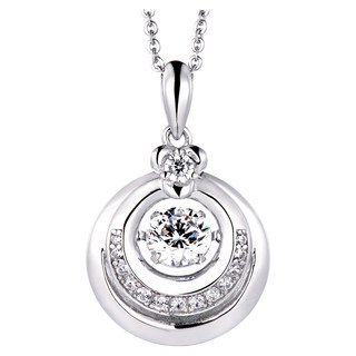 Crossfor 項鍊 純銀懸浮閃動項鍊 Dancing Stone s925銀 鋯石 鍊長40+5cm